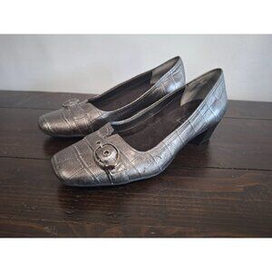 M. Patrick Posh Gray Leather Pumps/Pre-owned, Sz. 6M